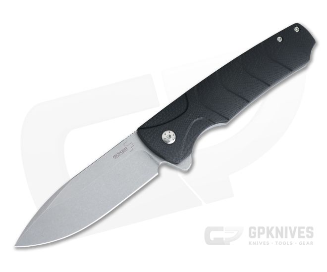 Boker Plus Ridge Stonewashed D2 3D Black G10 Frame Lock Flipper Knife for  Sale