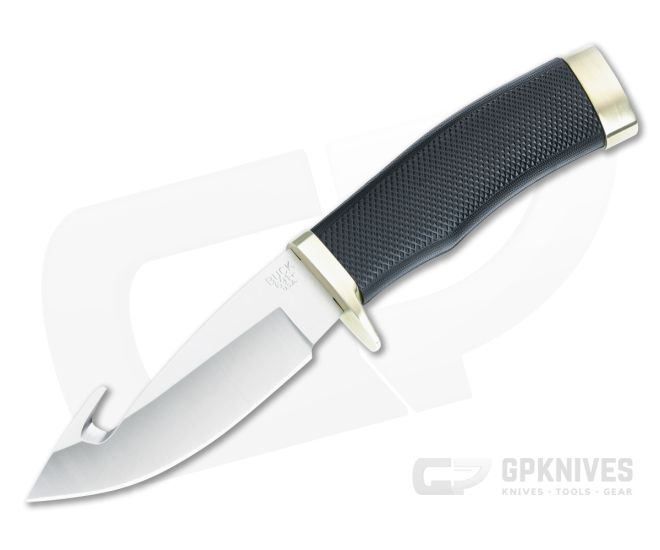 Buck Zipper Gut Hook Fixed Blade with 420HC Steel and Black Rubber
