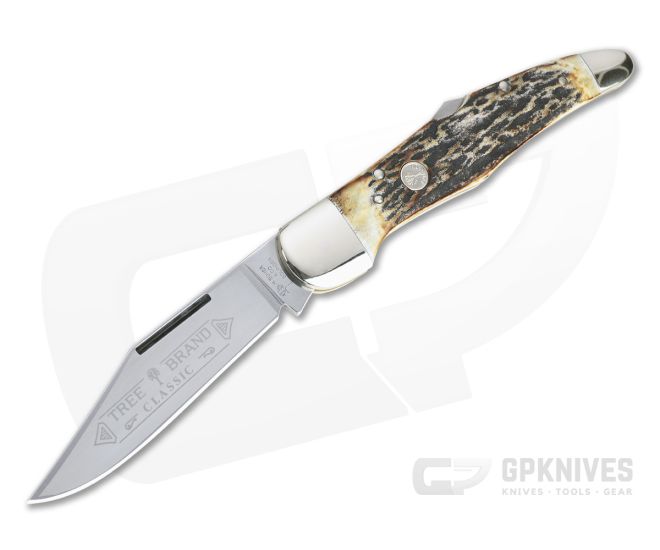 Boker Solingen Folding Hunter Stag Traditional Back Lock Knife For Sale