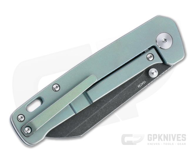 QSP Knives Penguin Sheepsfoot Black Stonewashed 154CM Green