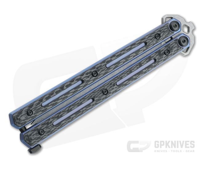 Kershaw Lucha Balisong Working Finish 20CV Blue Titanium Carbon Fiber Butterfly  Knife For Sale