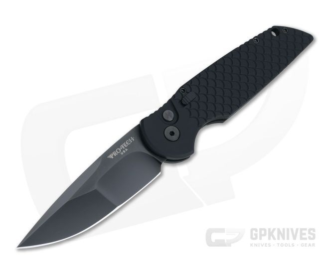 Protech Tactical Response 3 Limited Compound Mirror DLC Black Fish Scale  Push Button Automatic Knife For Sale