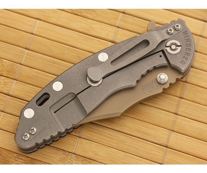 Hinderer XM-18 3.5 inch FDE DLC Bowie Flipper Gen IV Black Working Finish  Knife for sale