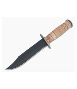 Case XX USMC Grooved Leather Fixed Knife 00334