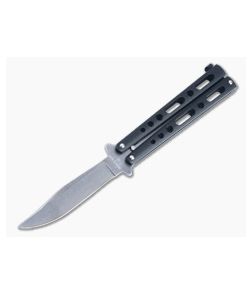 Bear and Son Cutlery Stonewashed Clip Point Black Butterfly Knife