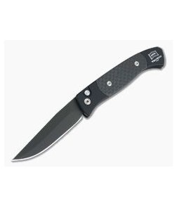 Protech Knives Small Brend 2 Black 154CM Carbon Fiber Inlays Black Automatic Knife 1205