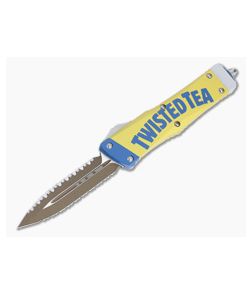 Microtech Combat Troodon D/E Twisted Tea Edition Double Reverse Full Serrated OTF Automatic Knife 142-DR3TT