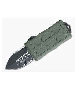 Microtech Exocet Black Partially Serrated 204P Double Edge OD Green CA Legal OTF Automatic 157-2OD