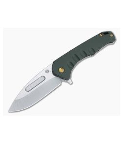 Medford Knives Praetorian Swift FL Drop Point Tumbled S35VN Green Aluminum Flipper