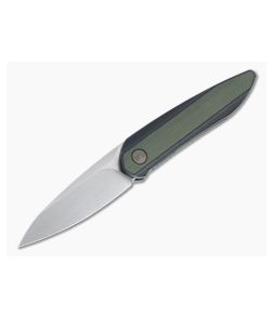 WE Knives Black Void Opus Stonewashed 20CV Green G10 Titanium Front Flipper 2010V-2