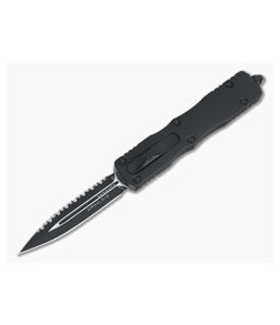 Microtech Dirac Black Tactical Full Serrated Double Edge M390 Top Slide OTF Automatic Knife 225-3T