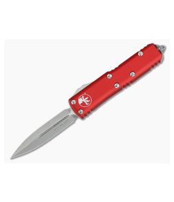 Microtech UTX-85 D/E Stonewashed M390 Double Edge Red OTF Automatic Knife 232-10RD