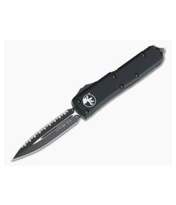 Microtech UTX-85 Black Tactical Double Edge Black Full Serrated 204P OTF Automatic Knife 232-3T