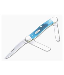 Case Medium Stockman Caribbean Blue Sawcut Jig Bone Slip Joint Knife 25597