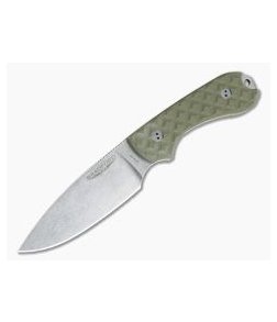 Bradford Knives Guardian3 Full Flat Grind OD Green G10 Stonewashed 3V Fixed Blade Knife