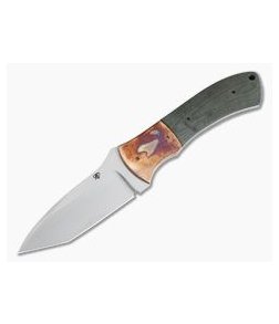 Aaron Frederick Custom Fixed Blade Tanto Copper Bolster Green Micarta 4055