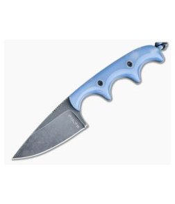 Alan Folts Custom Minimalist Drop Point Neck Knife Blue Glow Kirinite Black Washed CPM154