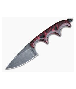 Alan Folts Custom Minimalist Drop Point Neck Knife Blood Red Kirinite Black Washed CPM154