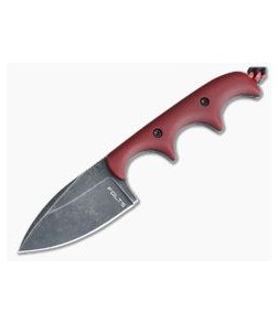 Alan Folts Custom Minimalist Spear Point Neck Knife Matte Red G10 Black Washed CPM154