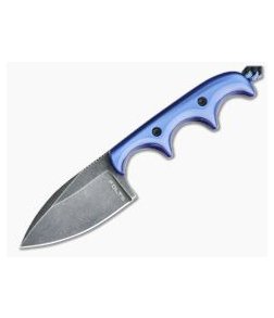 Alan Folts Custom Minimalist Spear Point Neck Knife Pearl Blue Kirinite Black Washed CPM154