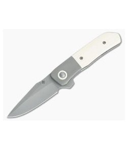 Roe Knives Custom Hostile Intent S30V Bolstered Faux Ivory Blasted Titanium Liner Lock Flipper 4260