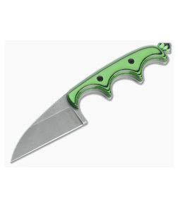 Alan Folts Custom Minimalist Wharncliffe Tumbled CPM-154 Toxic Green/Black G10 Fixed Blade Neck Knife 4632