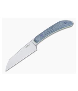 Lhotak Designs Fixed Blade Scrap Knife Blue Micarta Green G10 Liner ATI 425 Wharncliffe Blade 4982