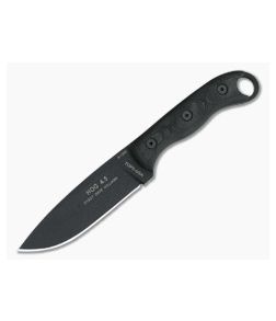TOPS Knives HOG 4.5 Black Micarta 1095 Leather Sheath HOG-45