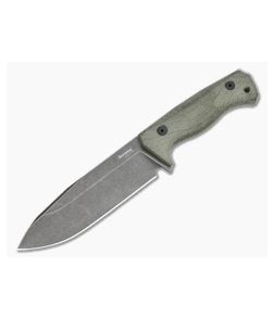 LionSteel T6 Old Black PVD K490 Green Canvas Micarta Fixed Blade Knife