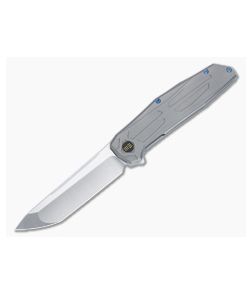 WE Knives Shadowfire Flipper Gray Titanium Handle Satin 20CV Compound Ground Blade WE22035-2
