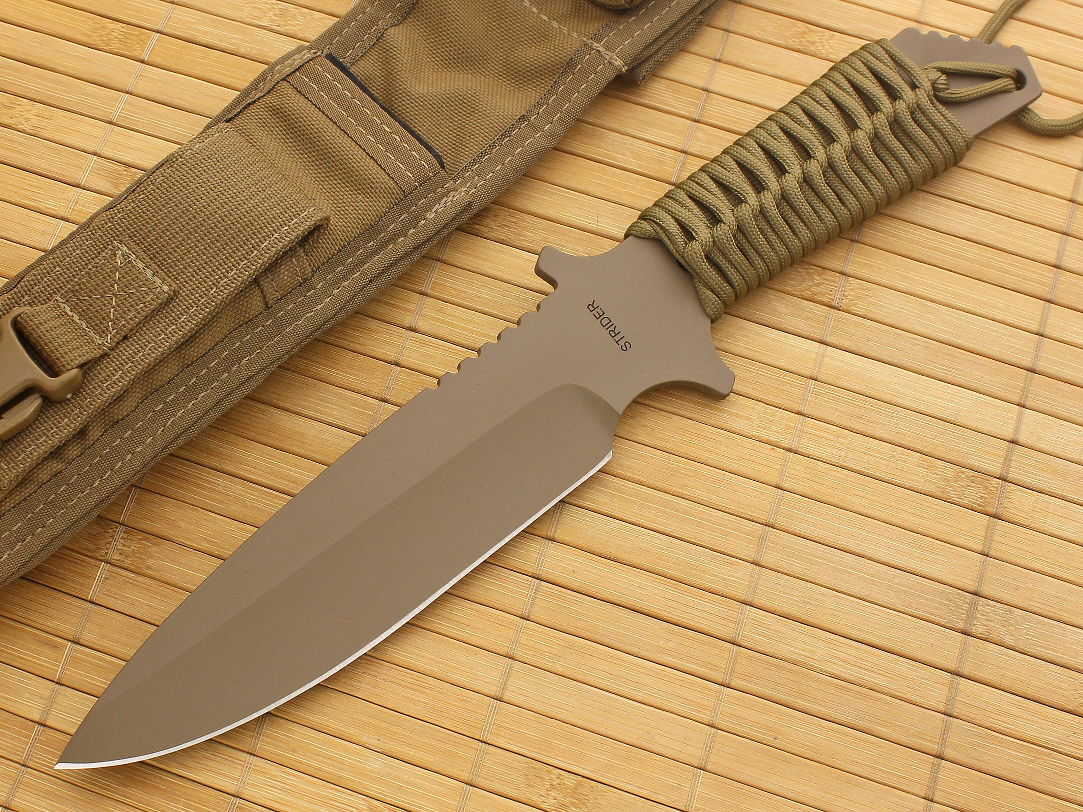 Strider Knives MK-1 Fixed Knife Cerakote Blade Coyote Cord Wrap Handle